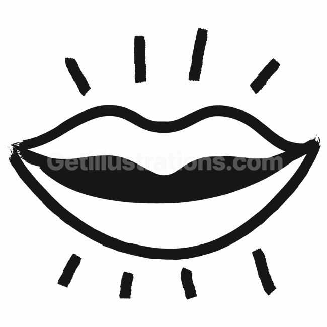 mouth, lips, ornament, element, sticker, smile, happy